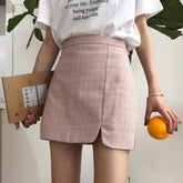 Falda elegante a cuadros de cintura alta y ajustada